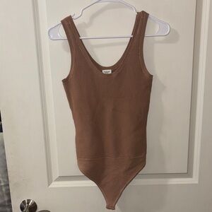 Abercrombie & Fitch Ribbed Tan Brown Bodysuit Medium
